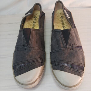 Columbia Vent Slip On Canvas/Mesh Flat Shoes GRAY BL2633-011 Womens 6.5